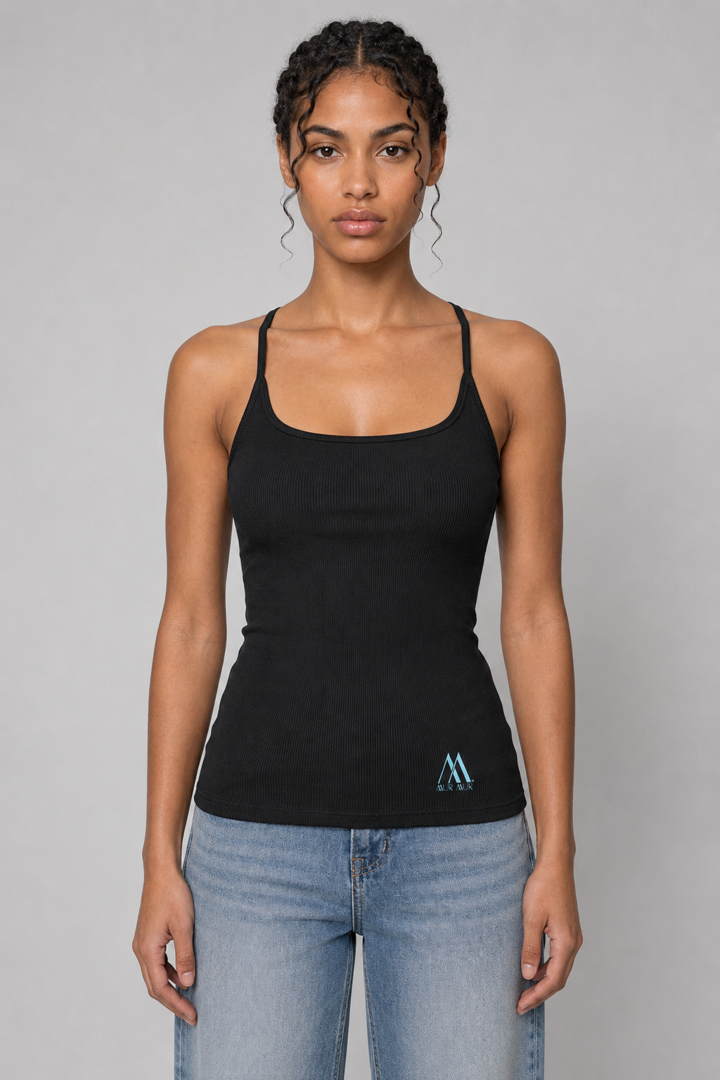 #1 Mur Mur Slim Fit Ribbed Racerback Tank Top blk.png