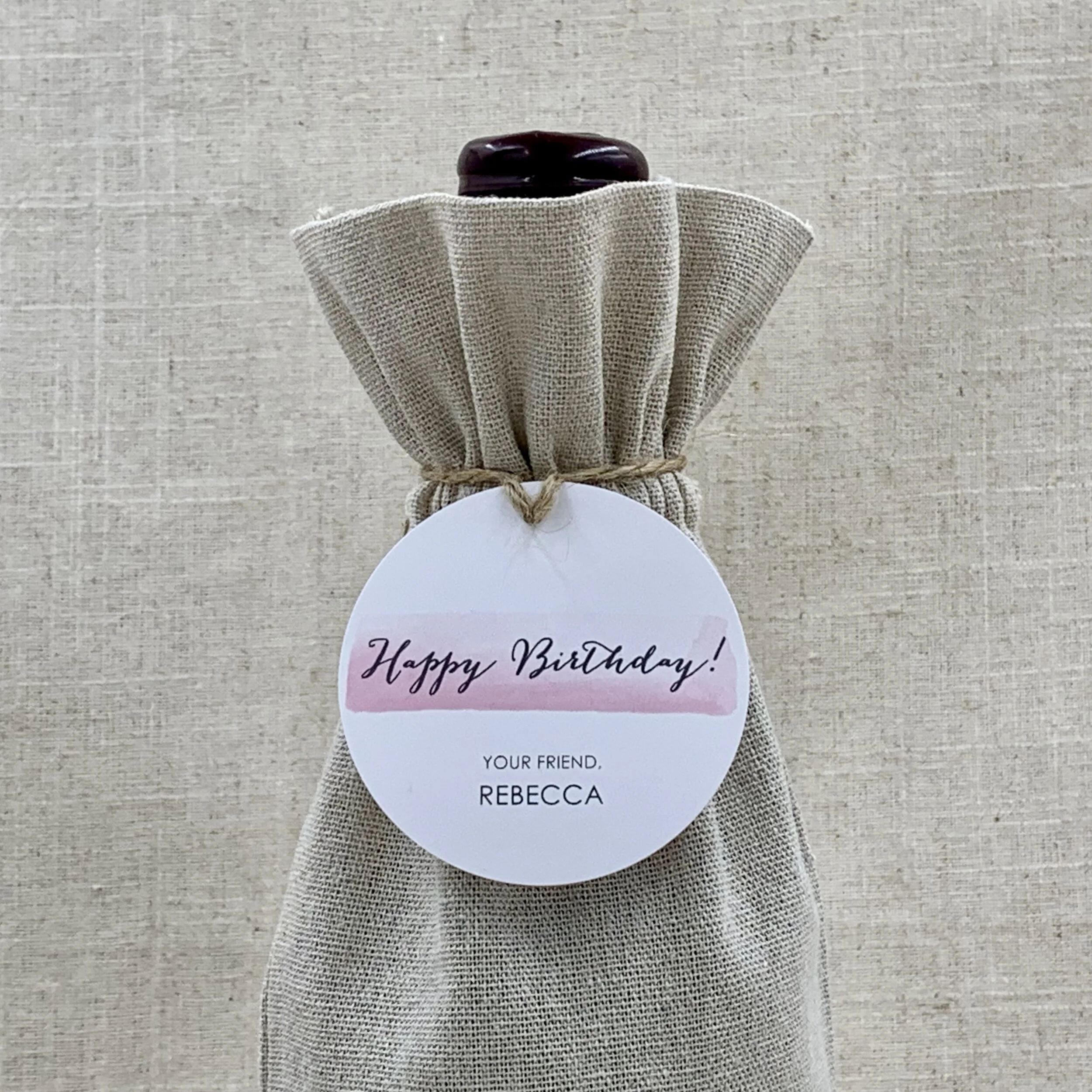 Gift Tag 6180 Pink Watercolor Birthday