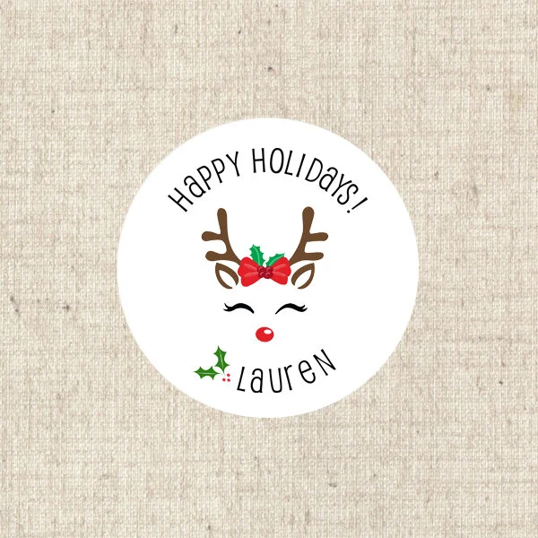 Label 5155 Round Reindeer