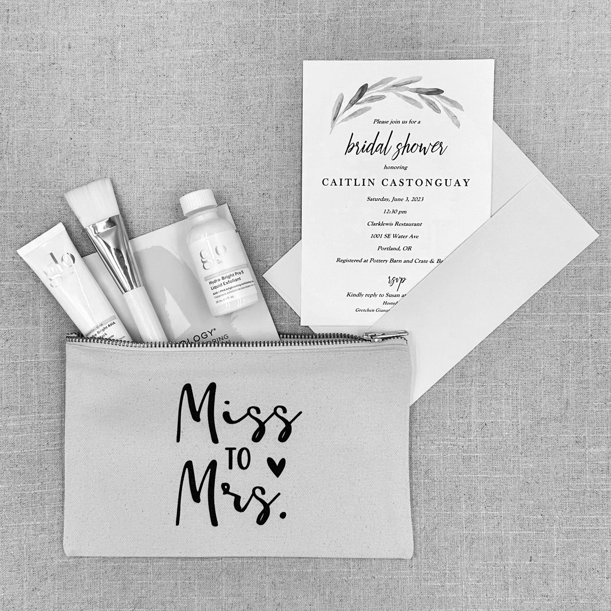 
Time to make the MISS into MRS? We’re here to help you create the perfect invitation and accompanying gifts that’ll make her feel the love during this special time. We’re happy to work with her colors and theme to set the perfect tone for celebratio