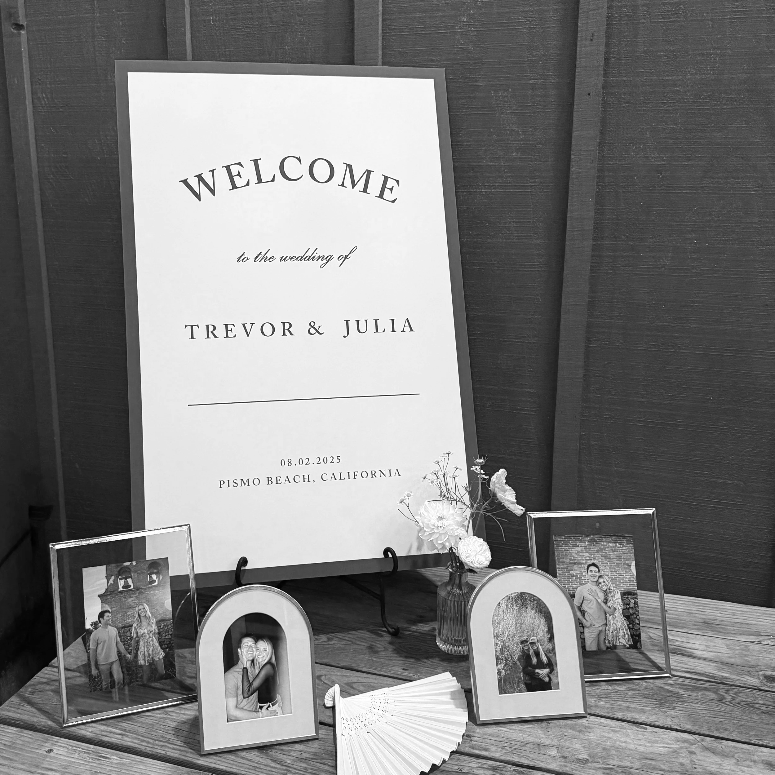 Welcome signs are a lovely way to bring in the guests to know they have arrived.  This sign was set at the entry table next to a seating chart and guest book. The fonts and colors matched all the stationery items to help brand the brides vision. 