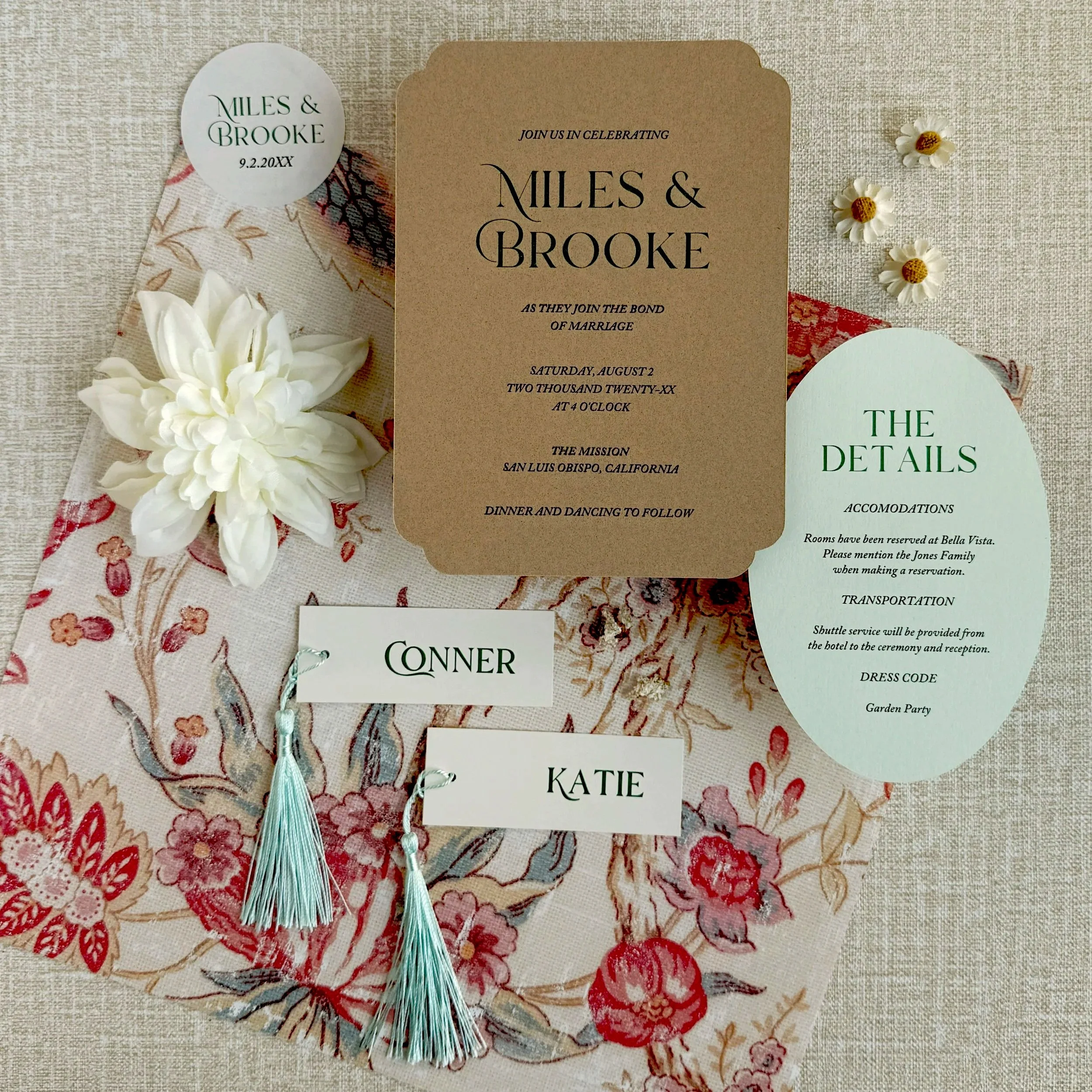 We’re often asked to create a cohesive suite that begins with the Save the Date. From there, we love designing all the special details that tie everything together and elevate the guest experience.