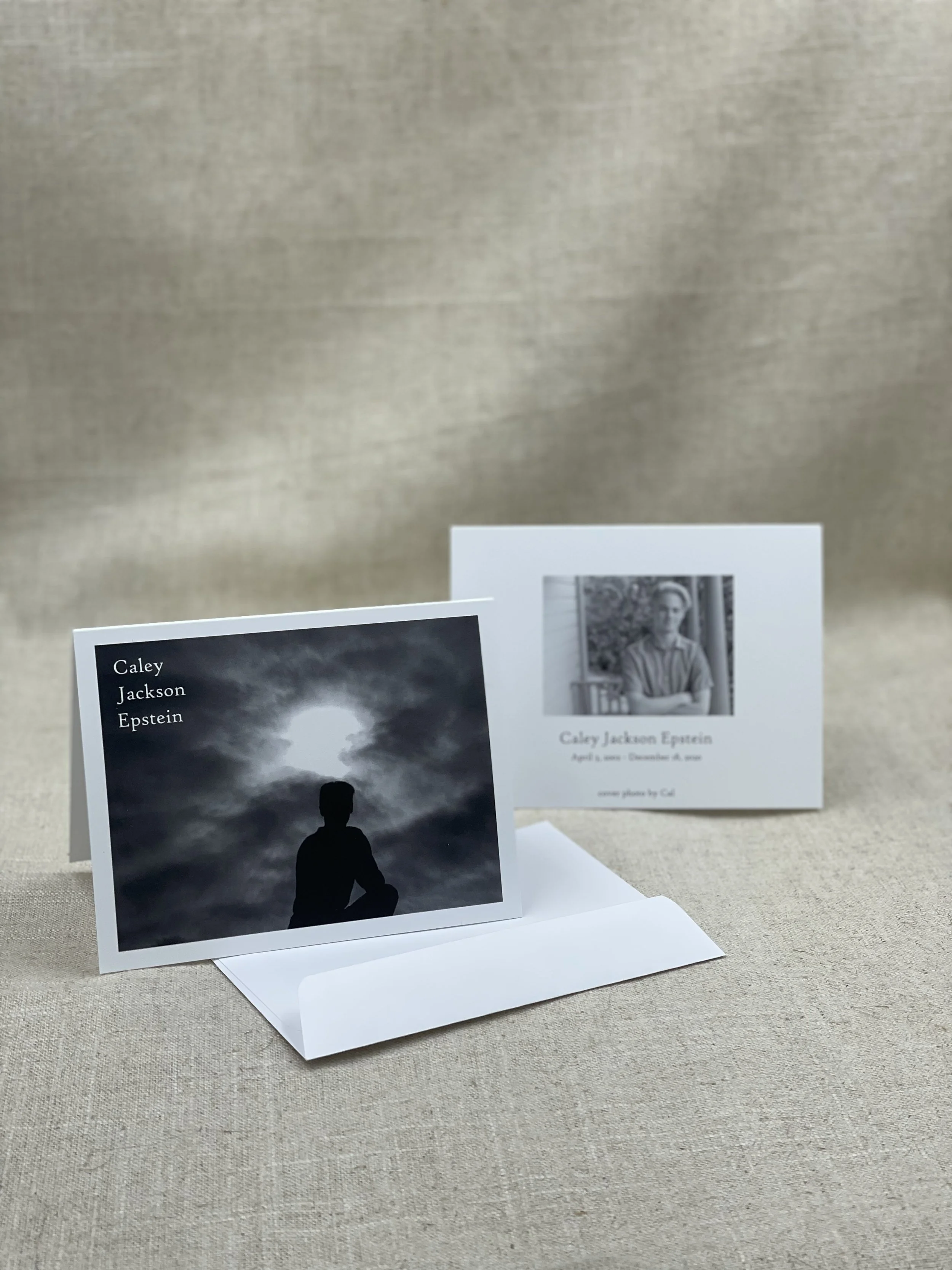 We were honored to help a family in our local community celebrate their son's life after his unexpected passing.  They had a treasure trove of photos taken by him. They wanted custom cards using his photos so they could send out to those who went bey