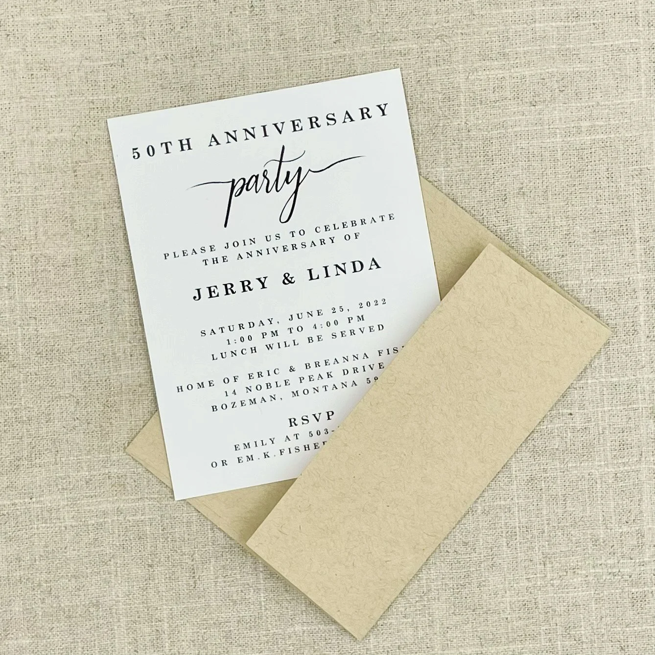 Looking for an affordable invitation to celebrate? Not all invitations have to cost and arm and a leg.  We can offer a smaller sized invitation with limited information in black and white to keep the price point down to a minimum.  If you need someth