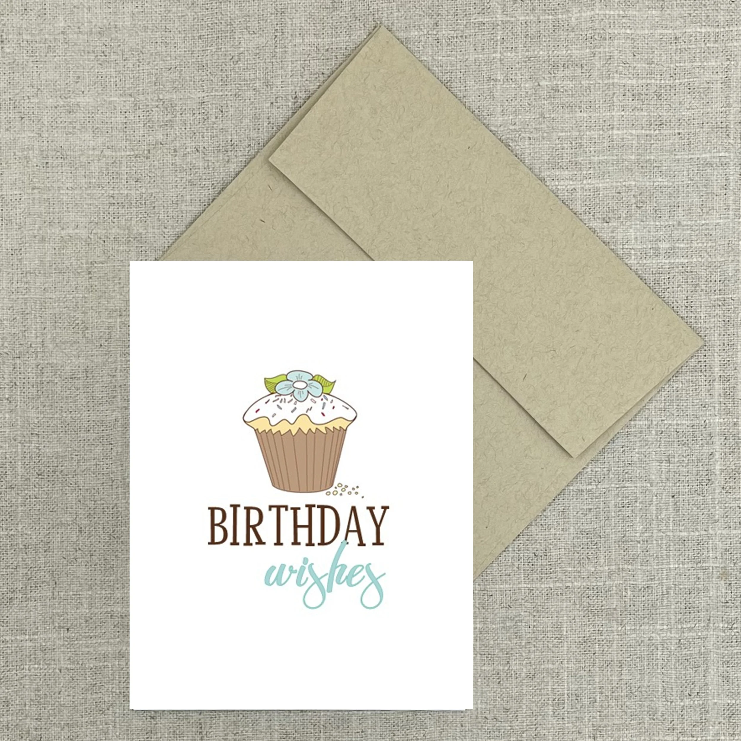 Greeting Card 2918 Blue Cupcake Happy Birthday