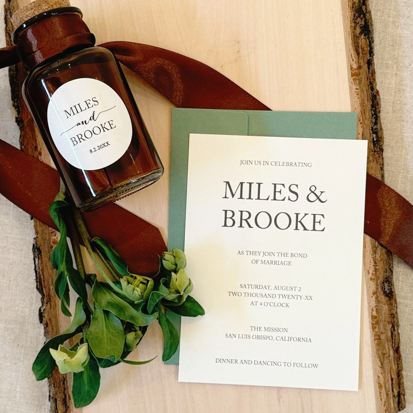 We love the idea of helping you brand your wedding style throughout the entire event.  Often times a wedding invitation is designed.  Then, brides come to us for the added party favor, maps, labels or even personalized treats with the fonts and color