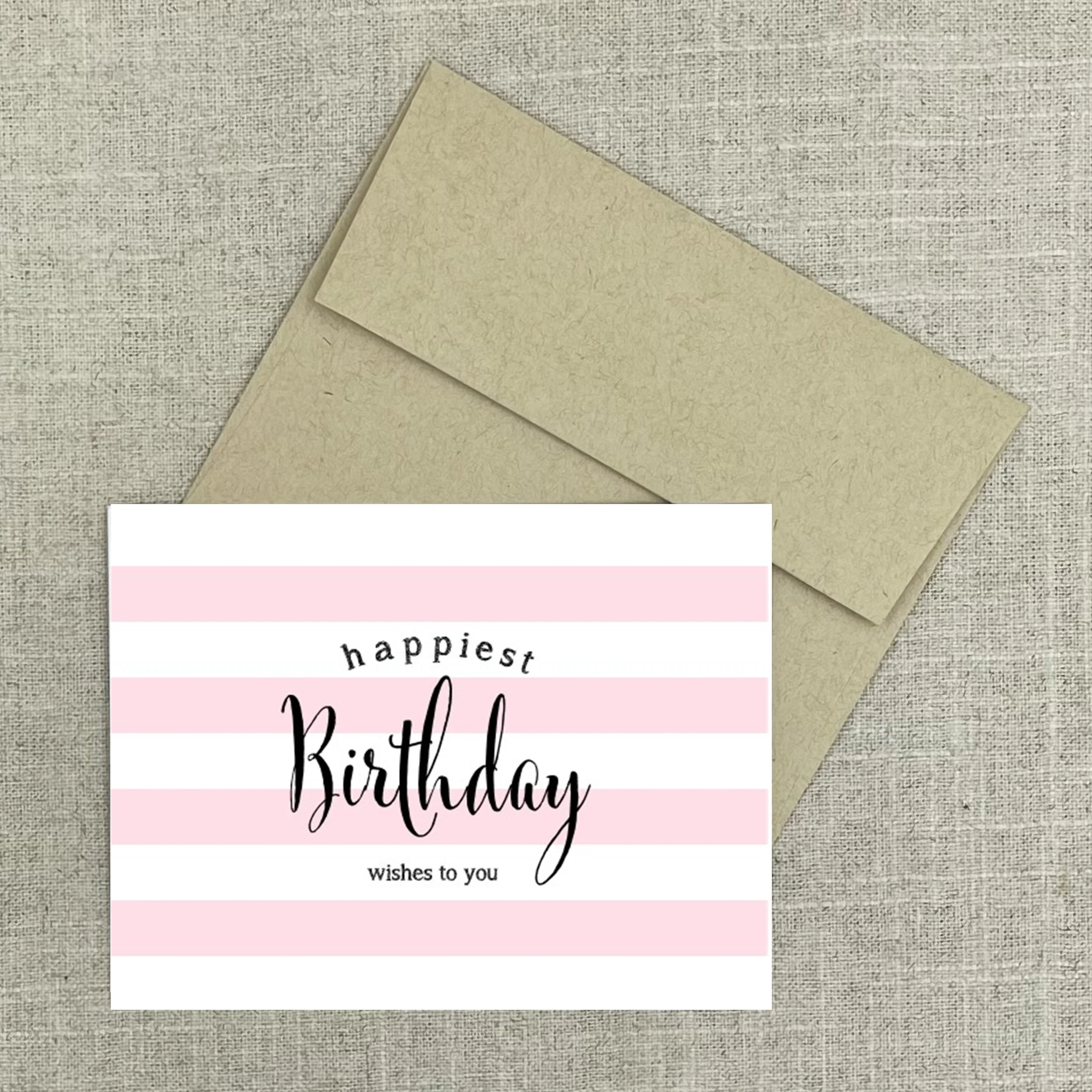 Greeting Card 2915 Pink Stripe Happy Birthday