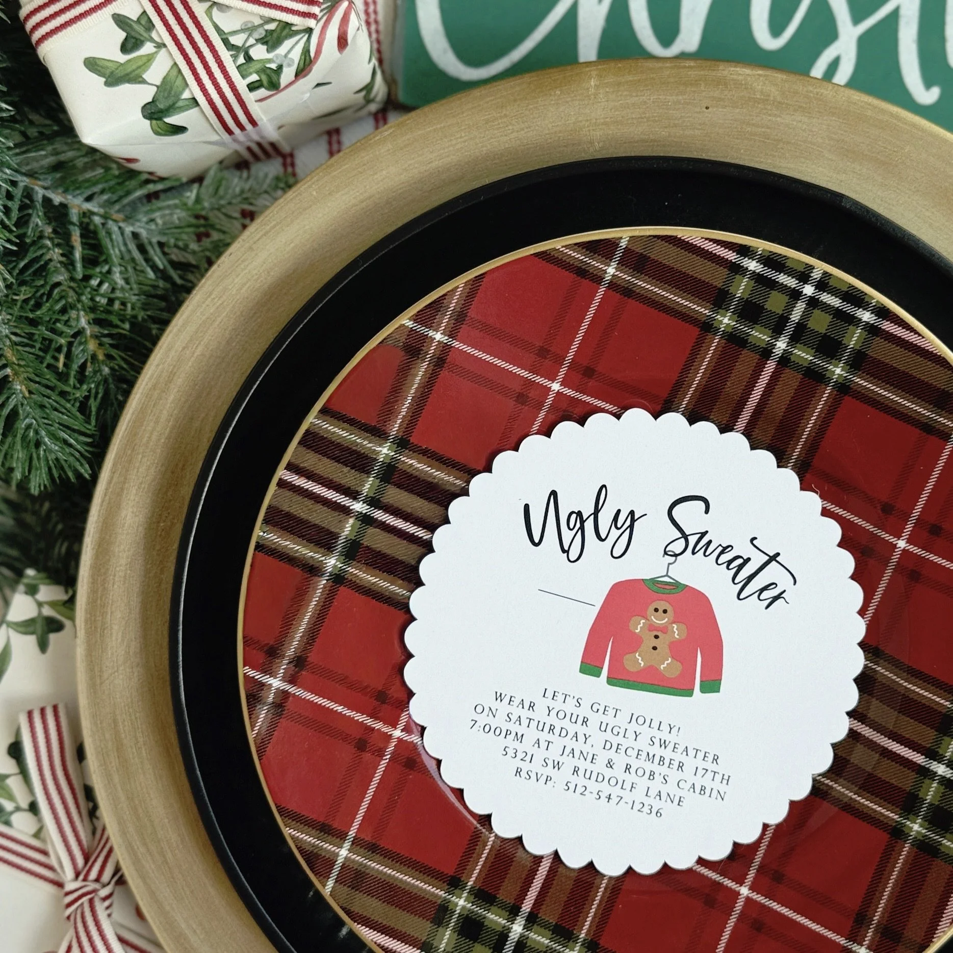 This client wanted an Ugly Sweater Party and we had so much fun designing the invitation! A festive invitation gets guests excited and gives them plenty of time to find the perfect ugly sweater before the party.