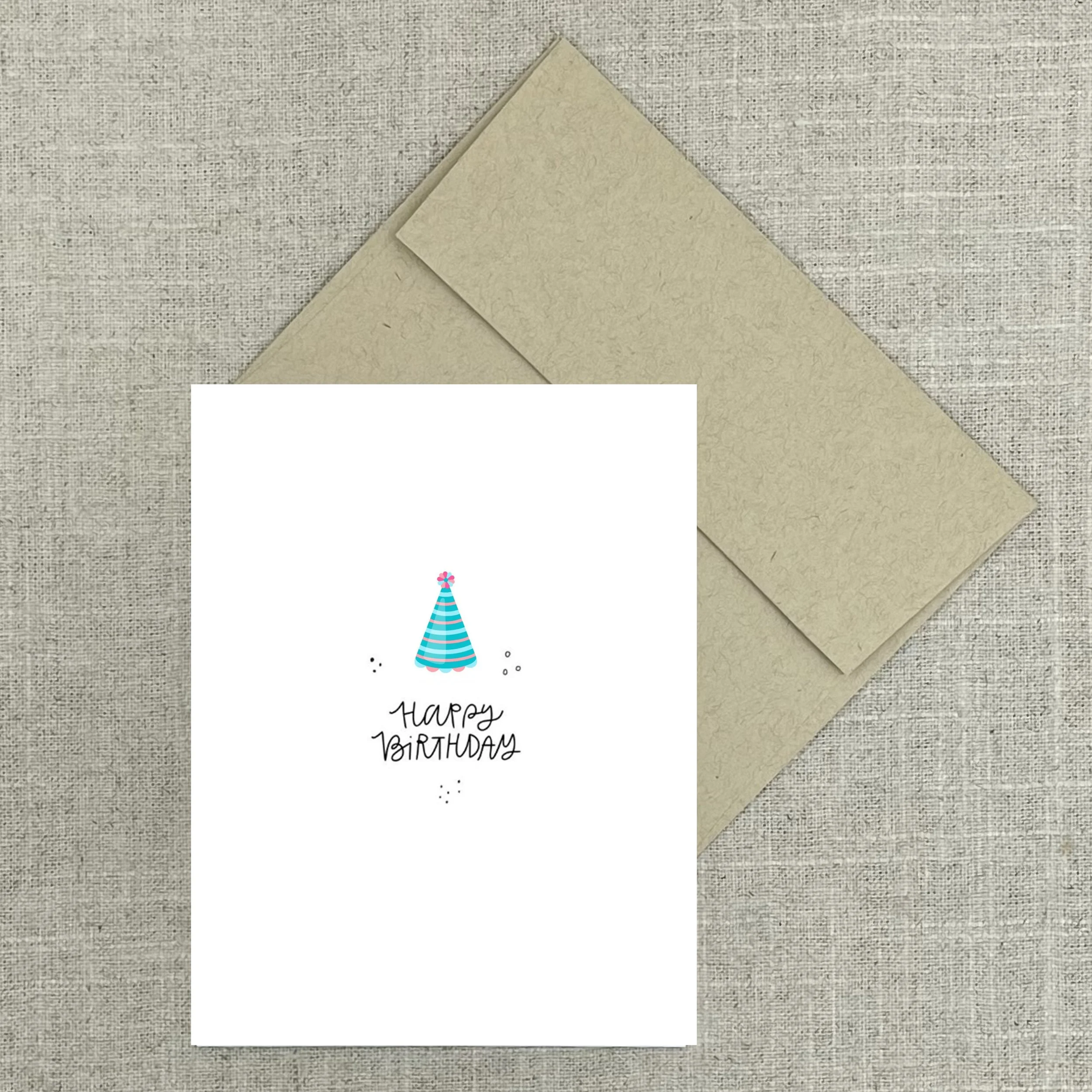 Greeting Card 7903 Blue Stripe Hat Happy Birthday