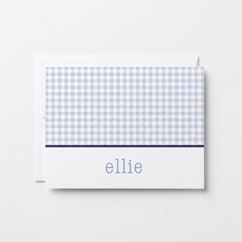 Folded Card 2505 Folded Blue Gingham (NA)