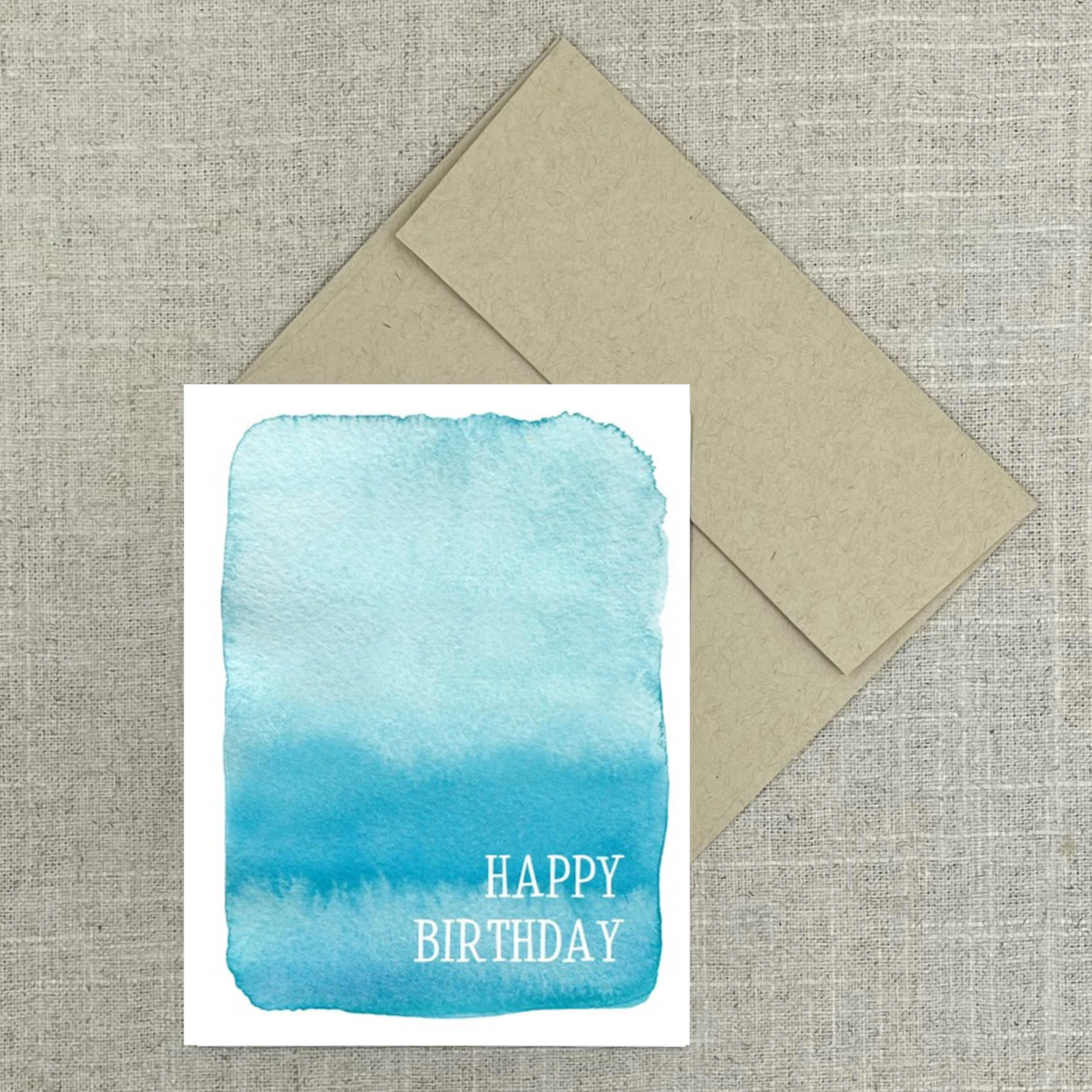 Greeting Card 2236 Happy Birthday Blue Watercolor