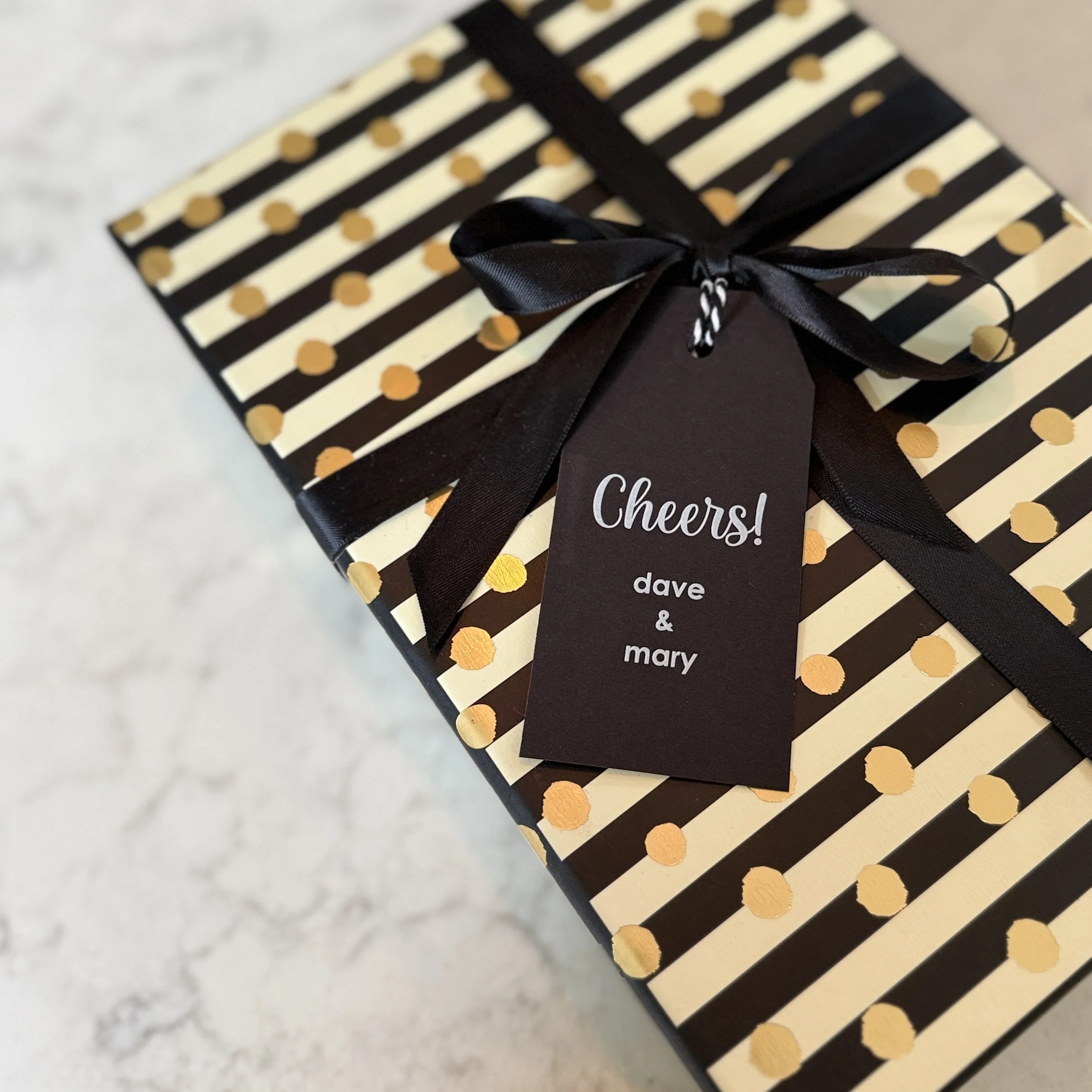 Gift Tag 6390 Black Rectangle Cheers