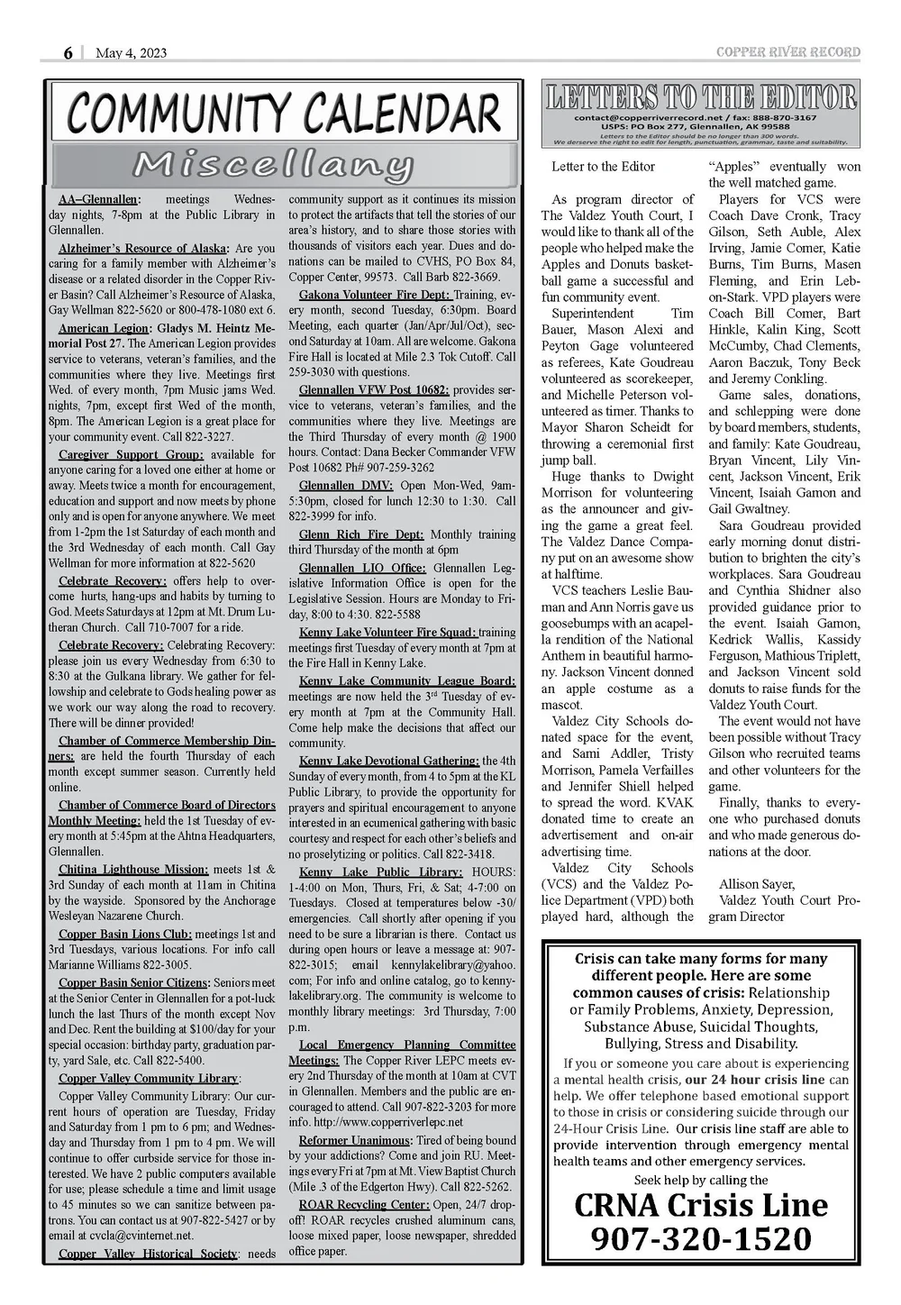 May 4, 2023 — Copper River Record