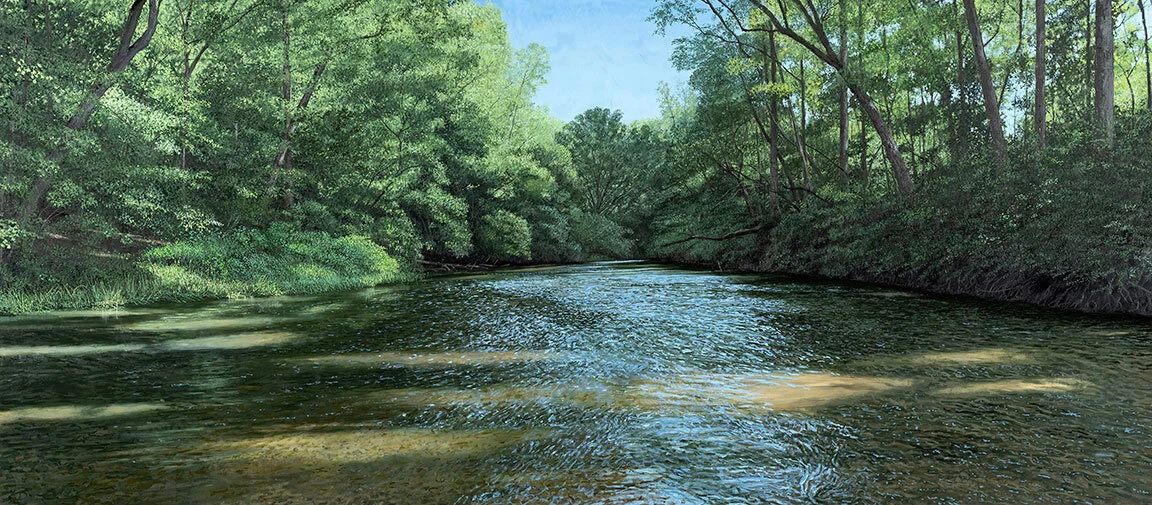    Being There, Etowah River, GA    Oil on Panel / 35.5 x 80 inches  
