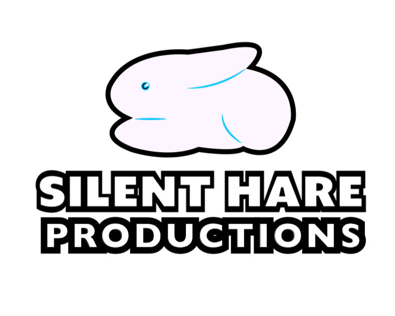 A logo featuring a stylized white rabbit with blue accents above the text 'SILENT HARE PRODUCTIONS' in bold white letters on a black background.