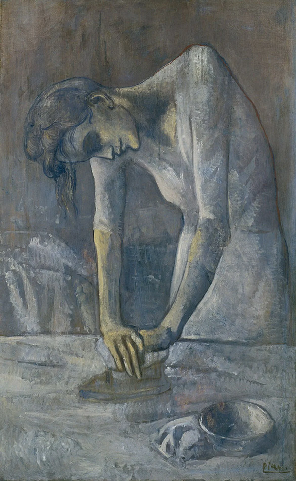 Pablo Picasso, La Repasseuse, huile sur toile, 116,2 x 73 cm, 1904, Guggenheim Museum.