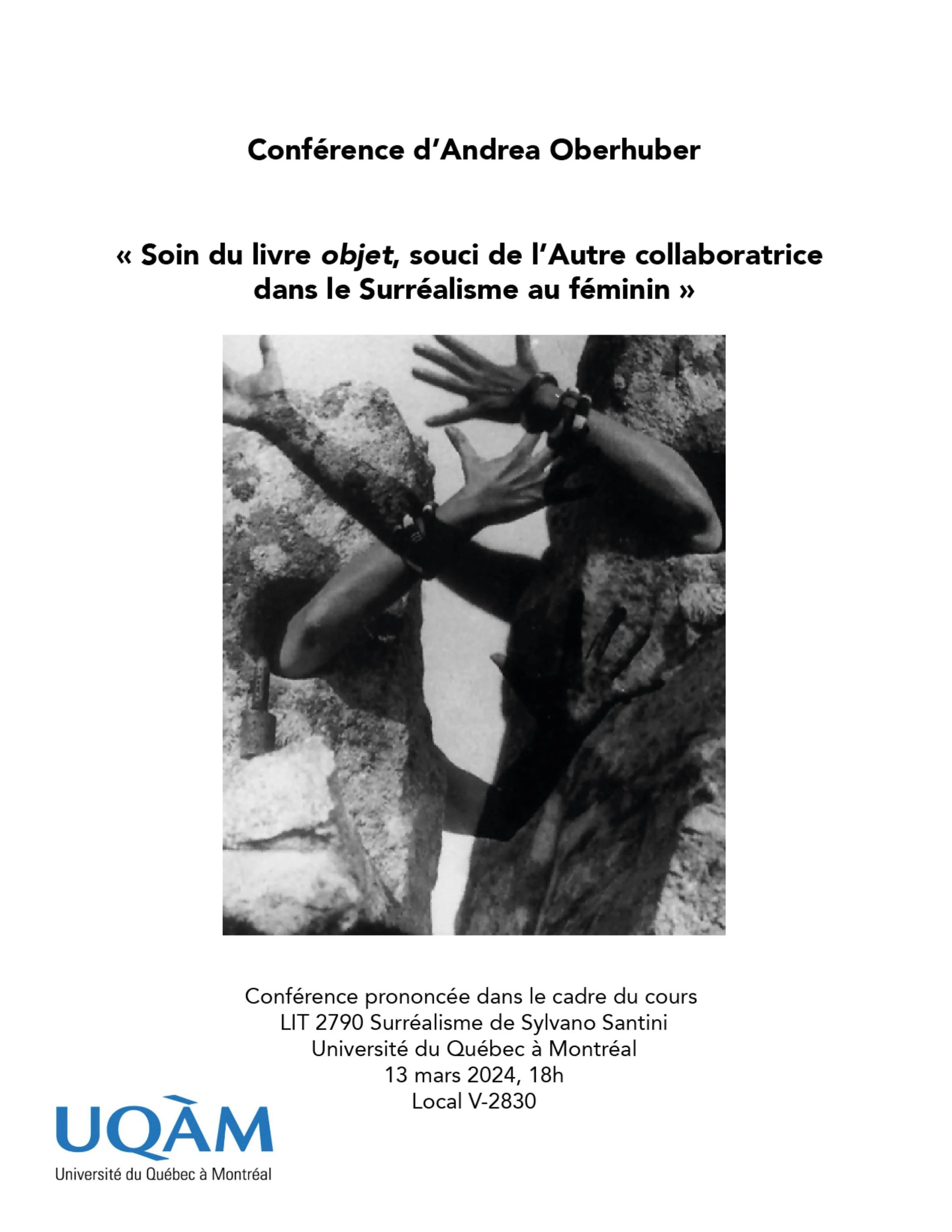 « Soin du livre 𝑜𝑏𝑗𝑒𝑡, souci de l’Autre collaboratrice dans le Surréalisme au féminin&nbsp;» (Andrea Oberhuber)