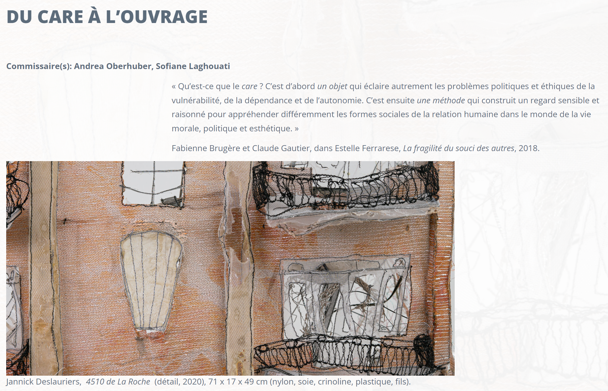 Du 𝑐𝑎𝑟𝑒 à l’ouvrage