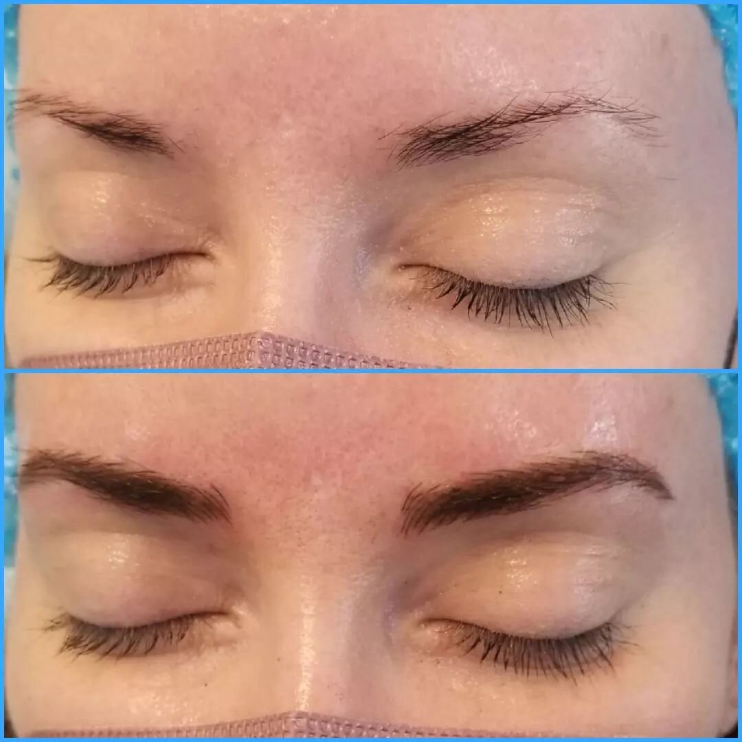 🖊Hybrid Brows🖊
blade + shade combination. When these heal, the strokes will be a little bit shorter, &amp; the color will be a step lighter, softer once it is settled into their skin. 
.
.
#loadedpigments  #jennboydink 
.
.
 #greshamlocalbusiness #