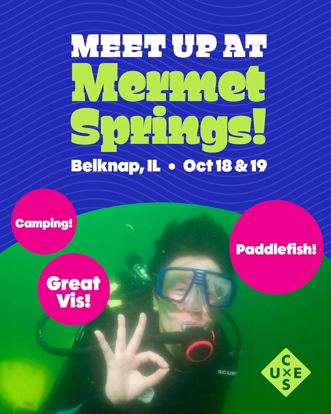 Not yet ready for the master diver class, but want to come check out Mermet Springs and get some end of season outdoor dives in? Join us for a weekend of fun diving! Come enjoy the underwater speakers, Boeing 727, and of course &mdash; paddlefish! Me