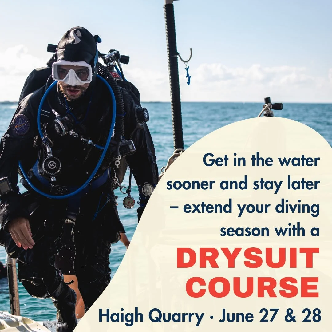 The Lakes and Quarries around here can be COLD. But never fear, we&rsquo;ve got a solution that will get you in the water sooner and let you stay longer in the season. Join us June 27 &amp; 28 at Haigh Quarry for a Drysuit Diver Course! Even better, 