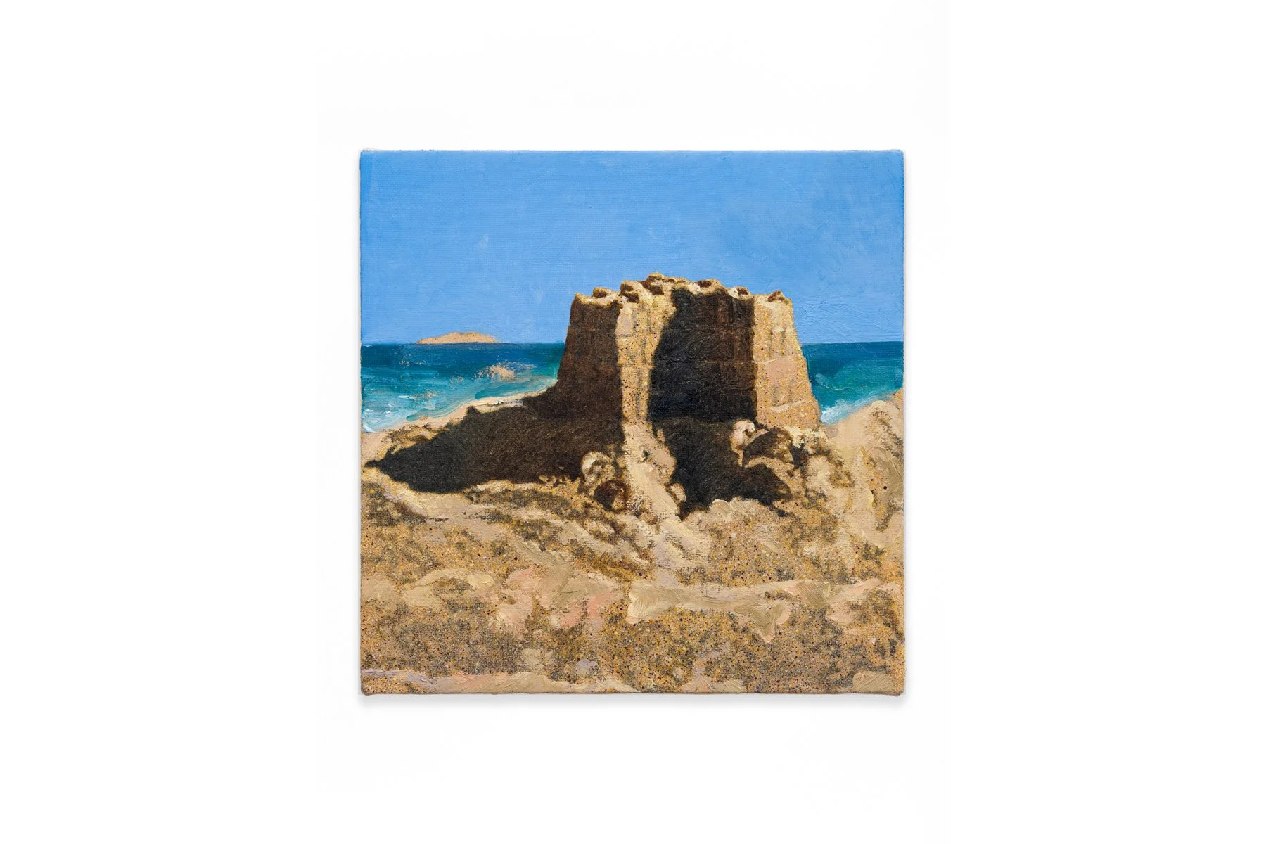 Oceanfront Property: Outer Wall, oil and acrylic on linen, 8x8 in