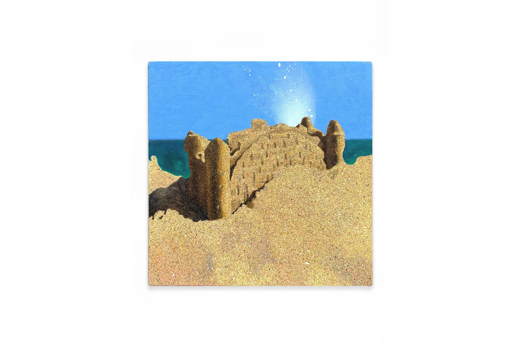 Oceanfront Property: Bridge, oil and acrylic on linen, 8x8 in