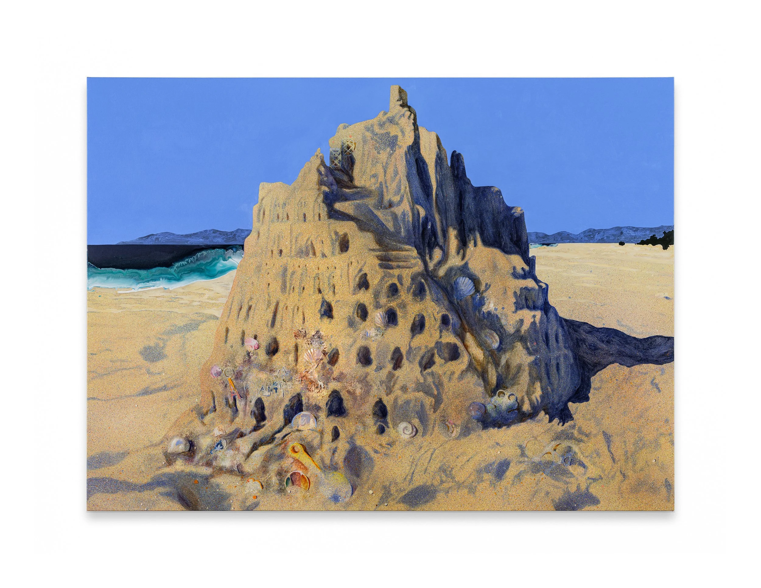 The (Great) Tower of Babel at Low Tide, Oil and acrylic on canvas, 45x61 in