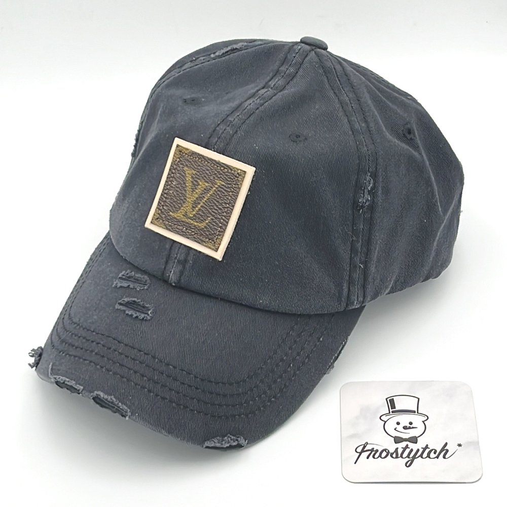 LV Monogram Black Distressed Dad Hat w/ Ponytail — Frostytch