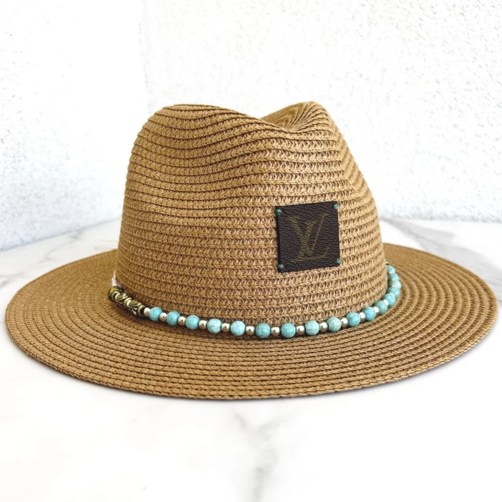 LV Turquoise Beaded Woven Cowboy Hat — Frostytch - Main Image