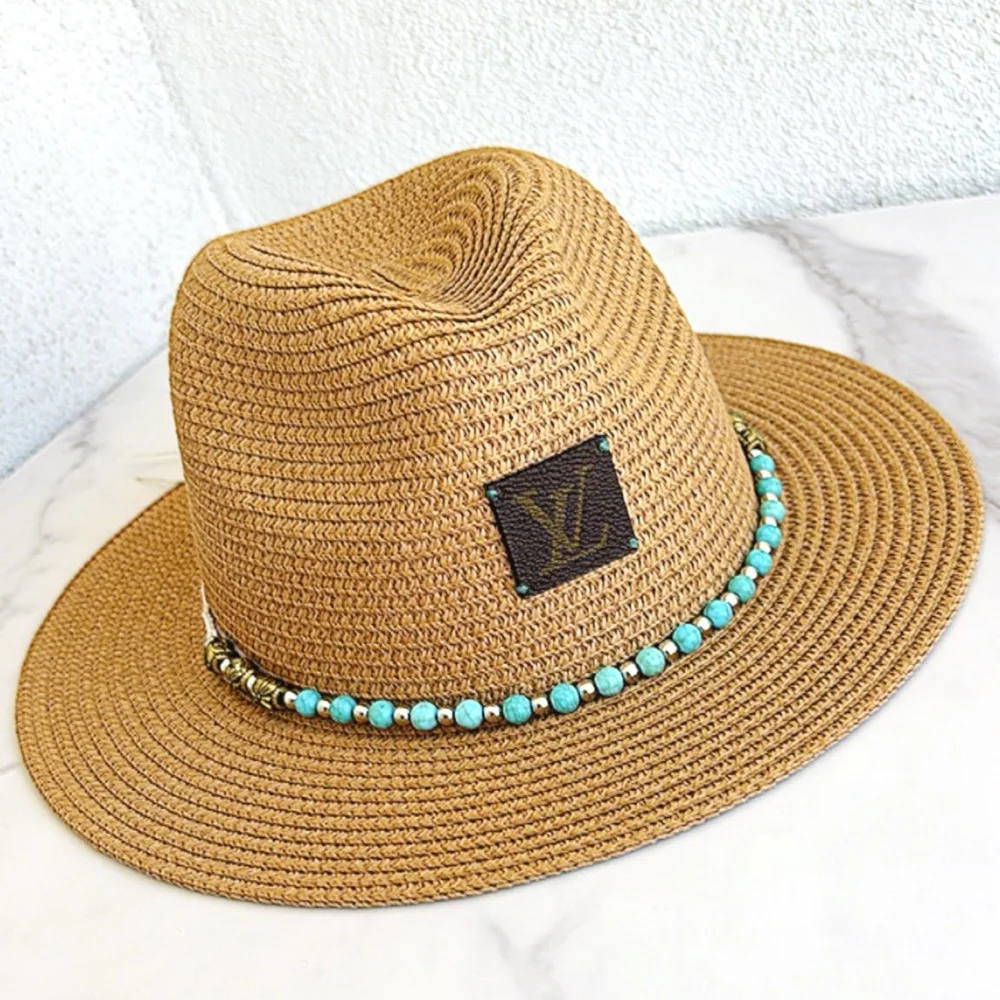 LV Turquoise Beaded Woven Cowboy Hat — Frostytch display picture 2