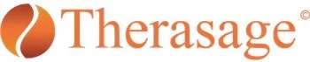 Therasage logo with orange and brown design