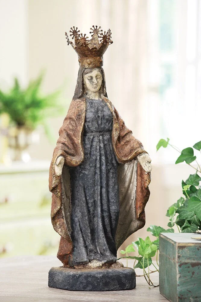Resin Virgin Mary w/ Removable Tin Crown