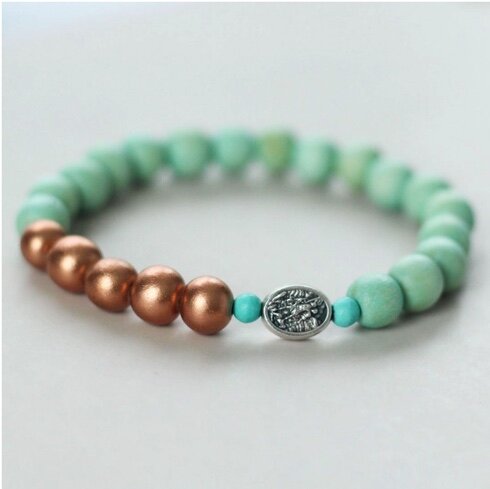Hope Began Prayer Promise Bracelet in Mint & Bronze