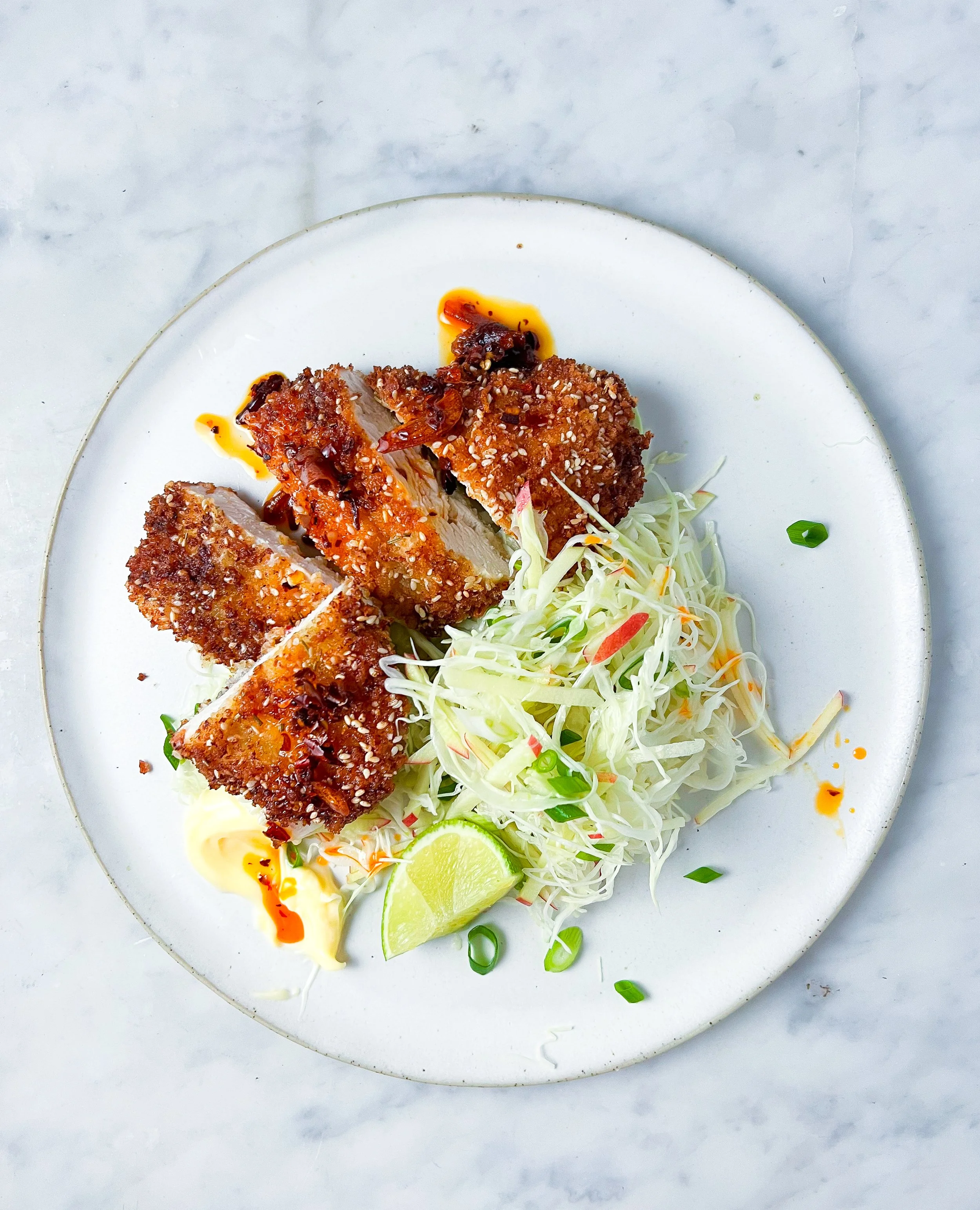 Sesame Chicken Schnitz &amp; Slaw
