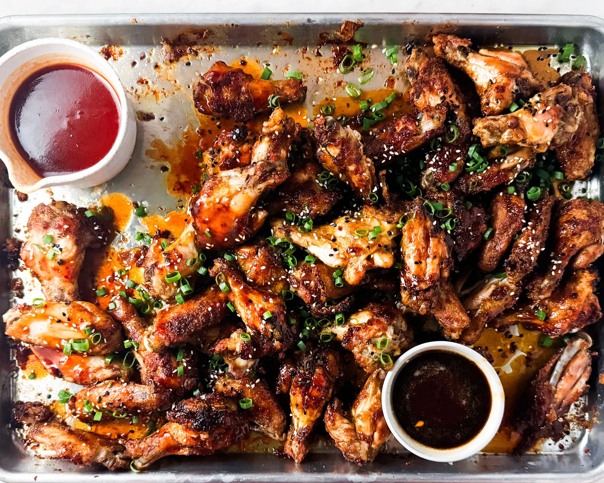 Crispy Spiced Wings with Sticky Sauces