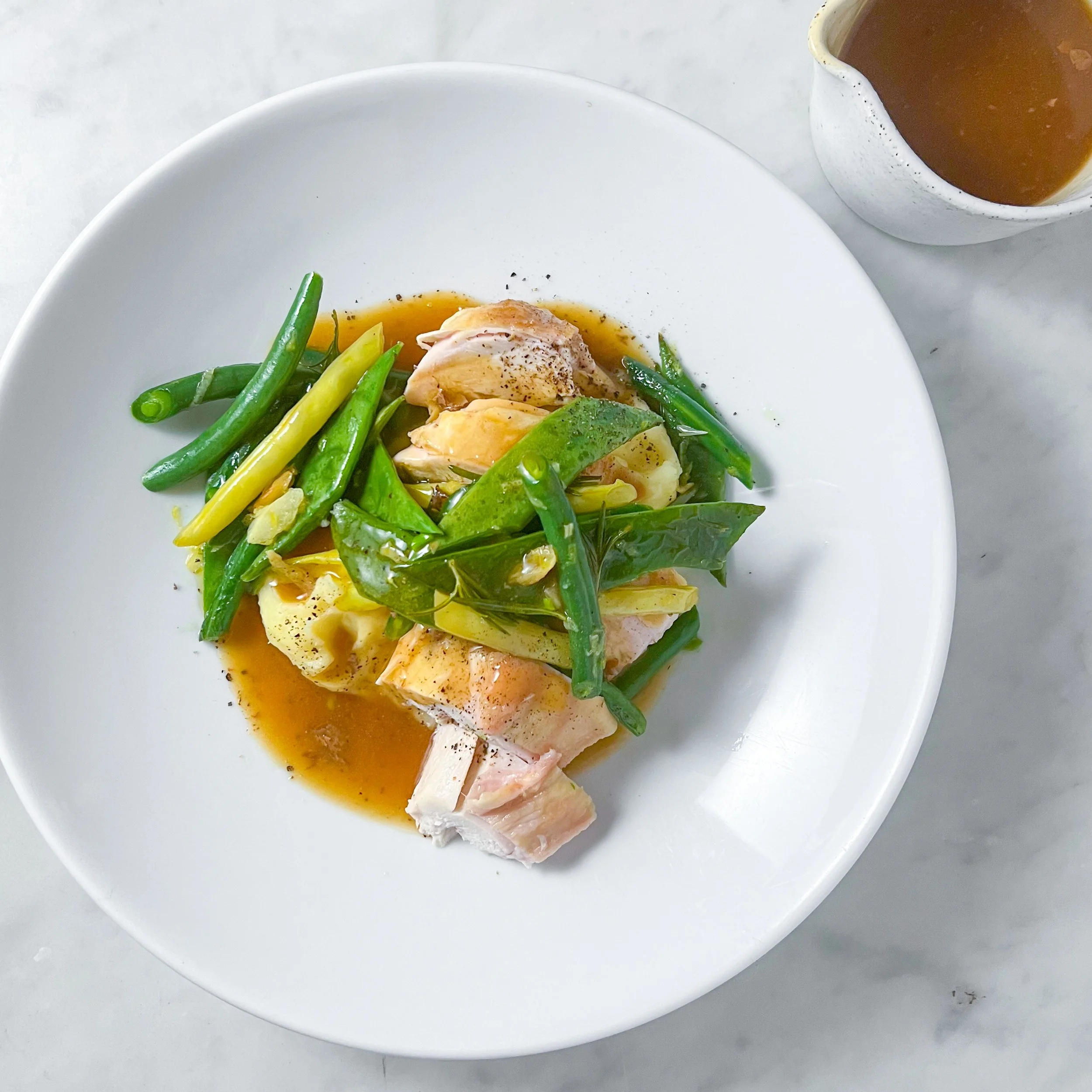 Roast Chicken with Beans &amp; Tangy Lemon Gravy
