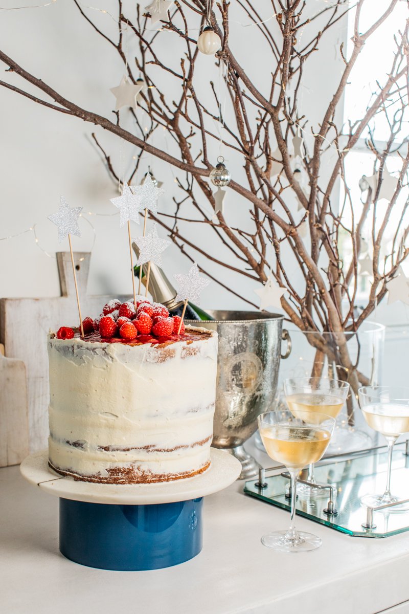 Vanilla Raspberry Layered Cake