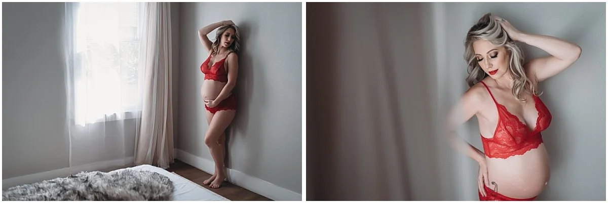pregnancy boudoir portrait highlighting natural curves