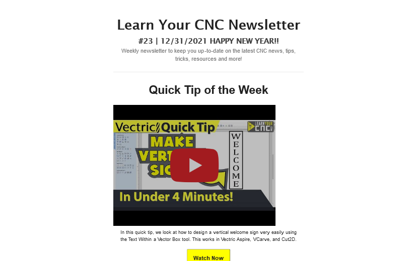 Learn Your CNC Newsletter #23