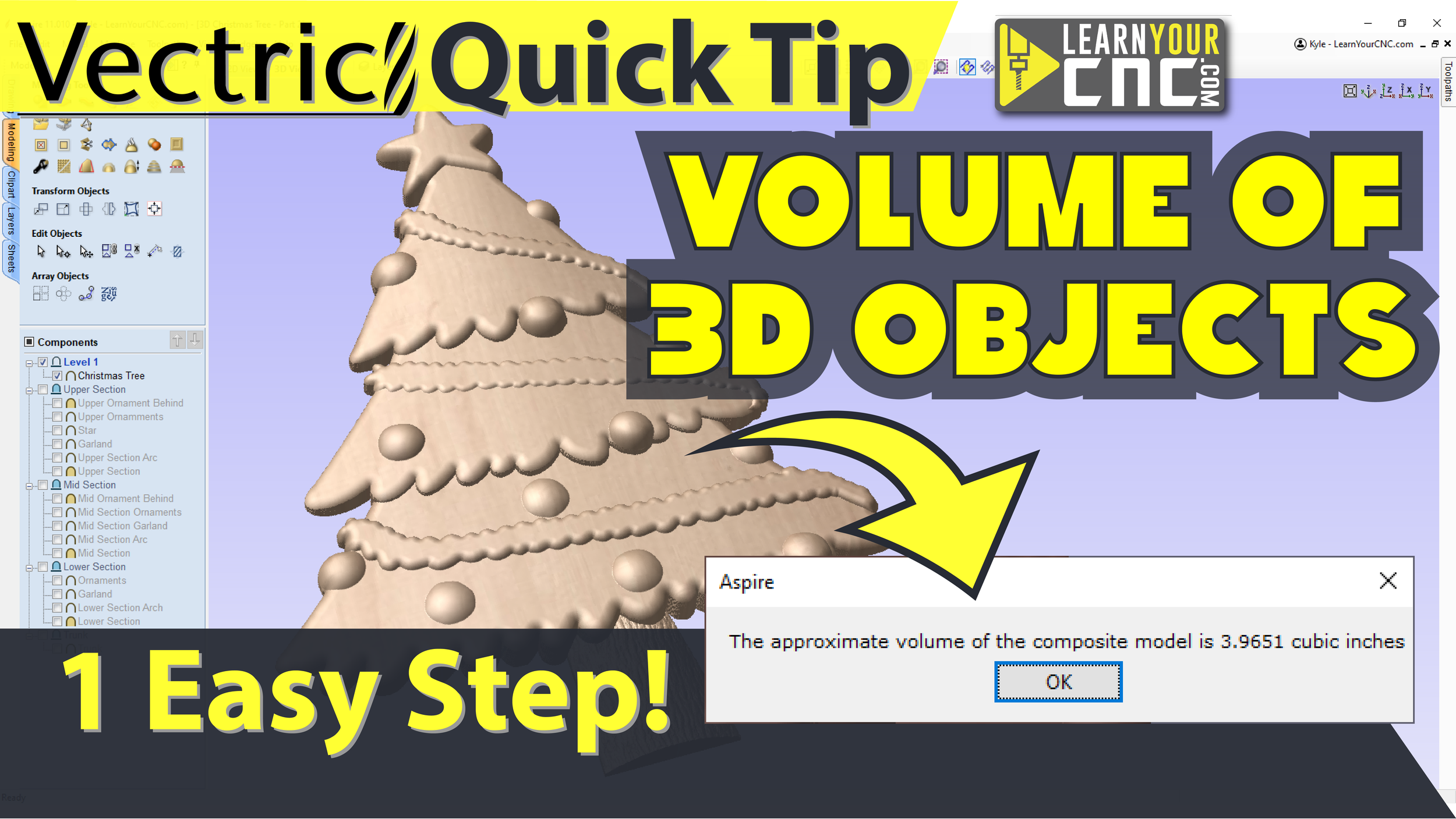 Calculating Volume of 3D Component or Models in Vectric