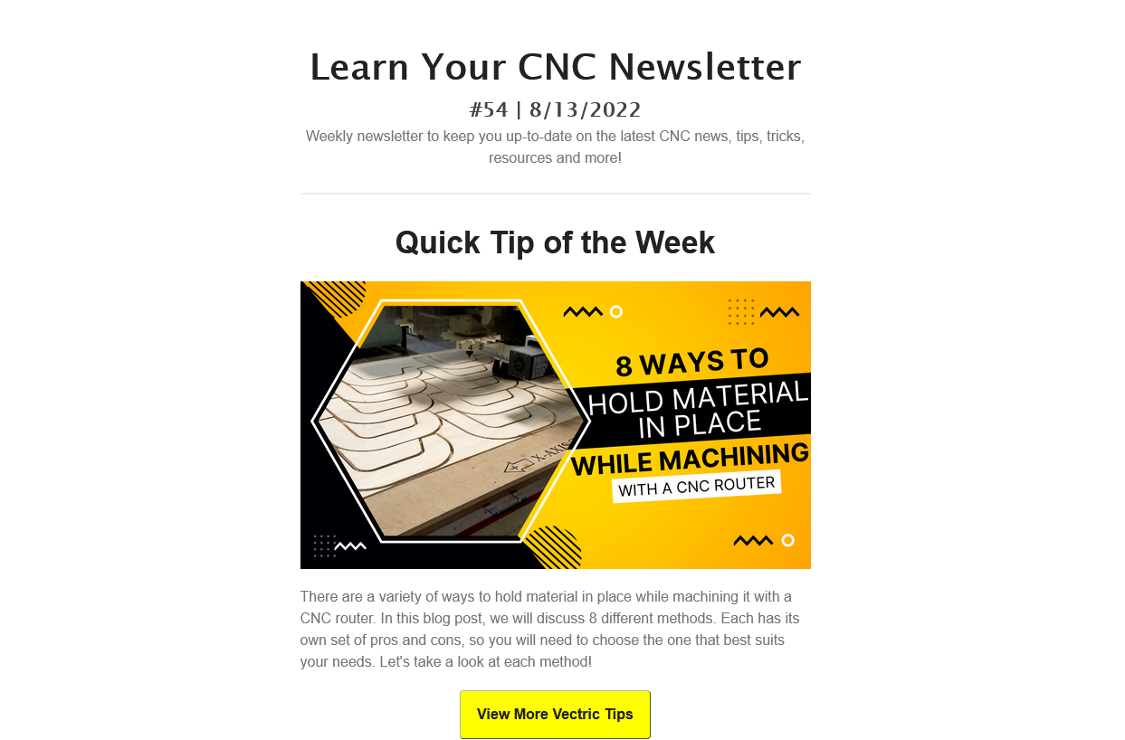 Learn Your CNC Newsletter #54 