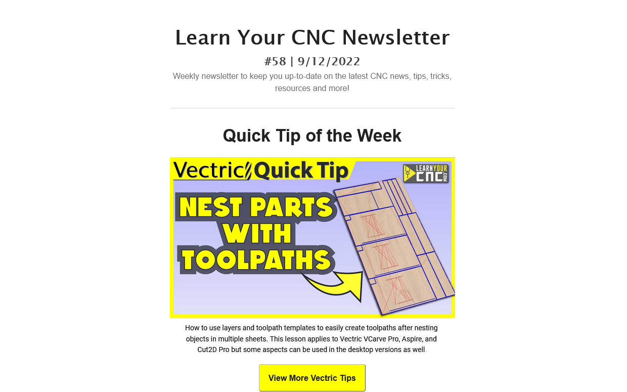 Learn Your CNC Newsletter #58