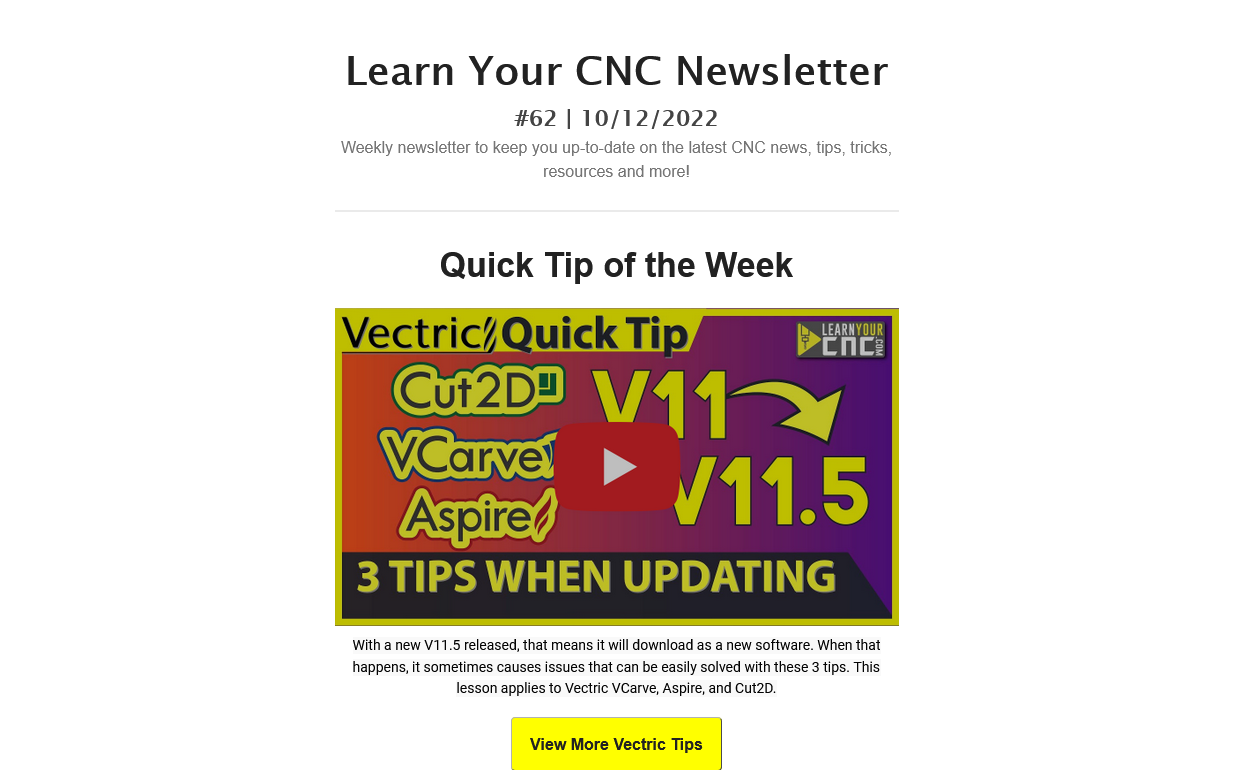 Learn Your CNC Newsletter #62