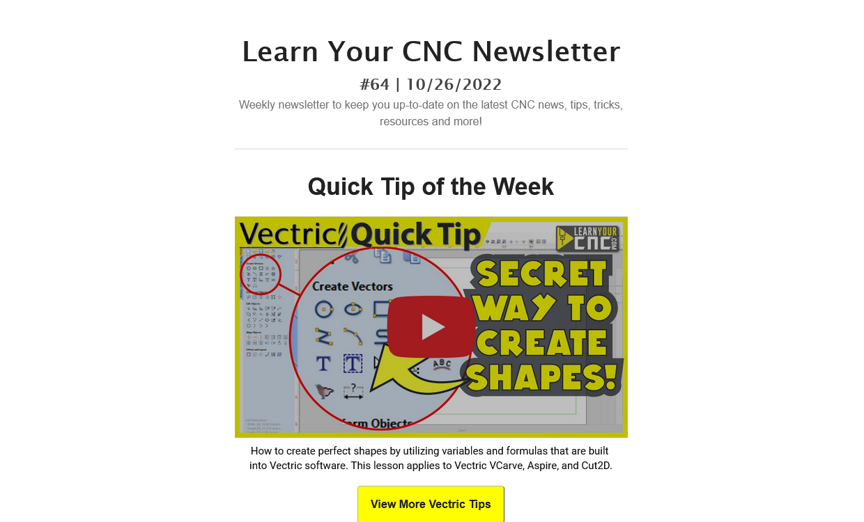 Learn Your CNC Newsletter #64