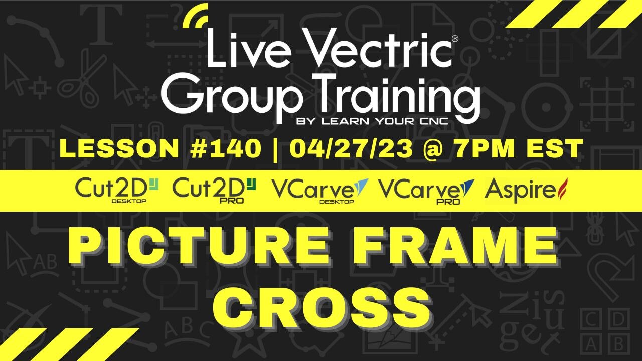 Join us tonight at 7pm EST for our weekly live Vectric group training #140! In tonight's lesson, we will be learning how to make a Picture Frame Cross!
.
This is part of our weekly virtual class membership. If you are not already a member, you can le