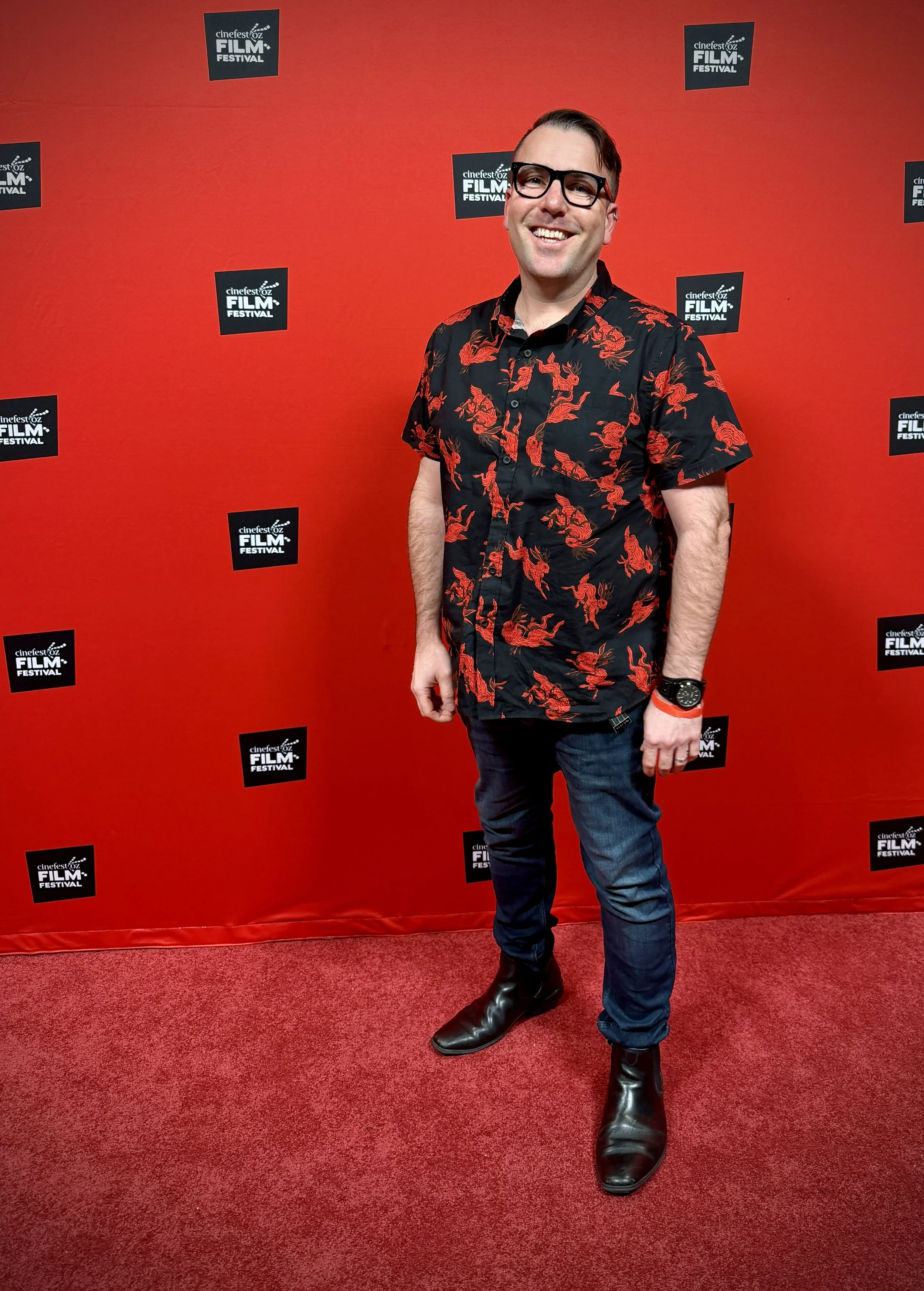 Mark Regan walks the red carpet at CinefestOz 2026.