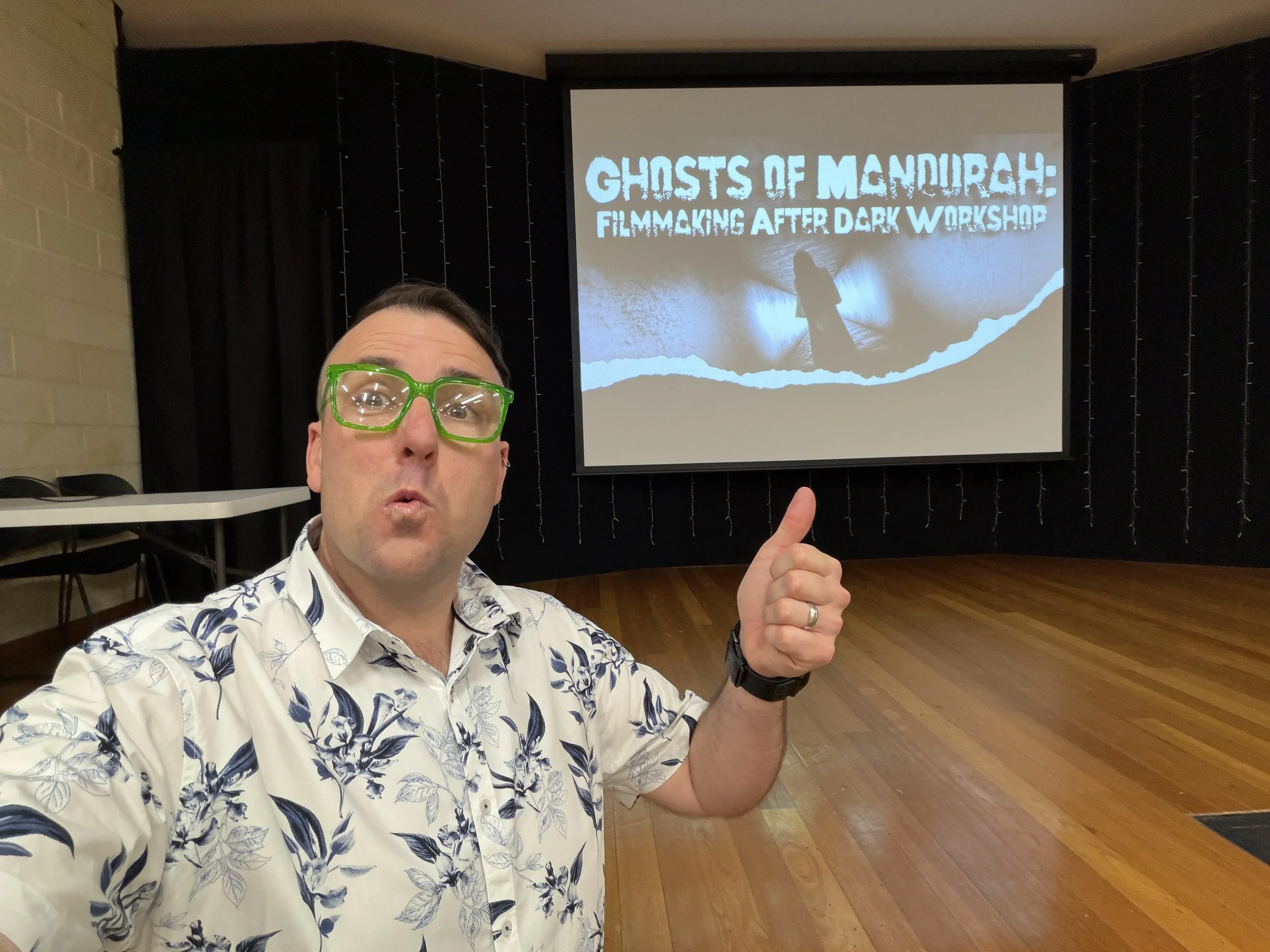 Mark Regan at the front of the room for the Ghosts of Mandurah workshop