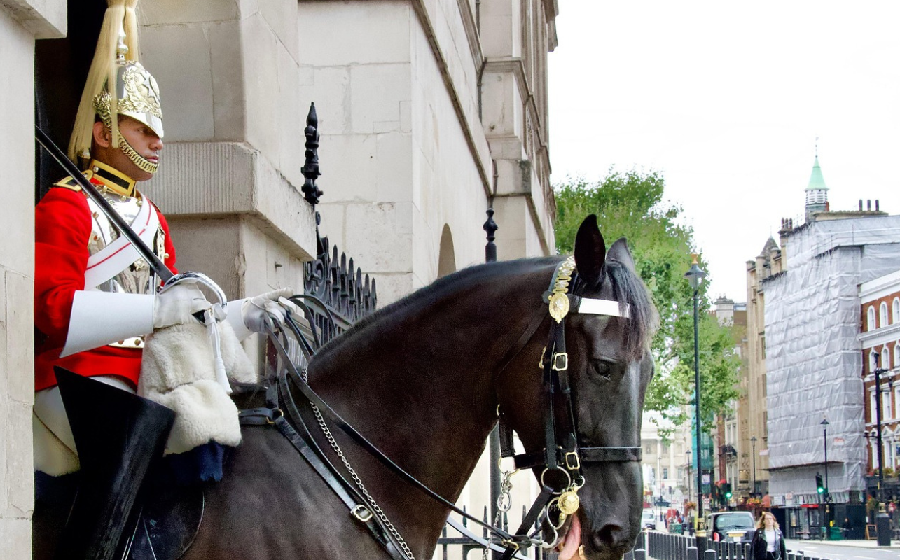 Changing of the Guard Tour at Buckingham Palace in London with the Royal Horseguards
