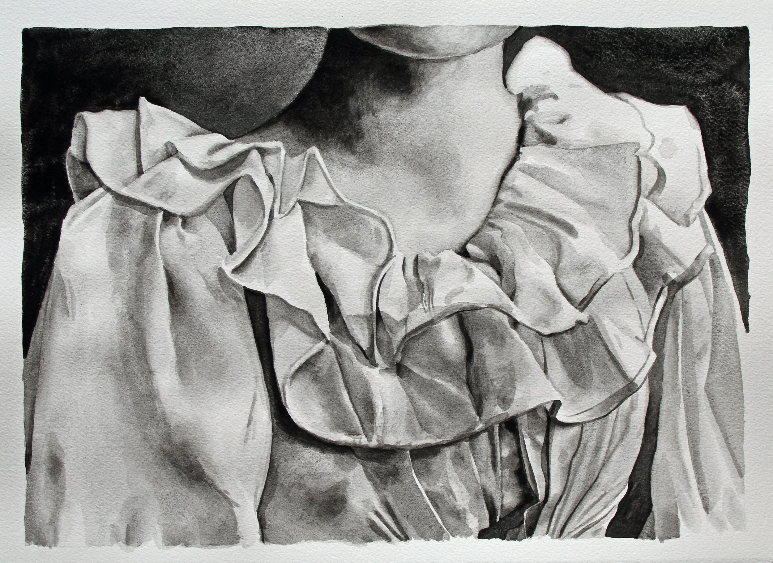 Ruffled collar (2025) 
Watercolour on paper 
28 x 37.5 cm